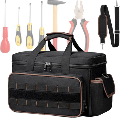  Sac à Outils D'Électricien | Grande Capacité Avec Poche Boîte, Ceinture Et Poignée Rembourrée - Sacoche Portable De Rangement Pour Outils | Pour Électricien Mécanicien Menuisier Construction Père Trav