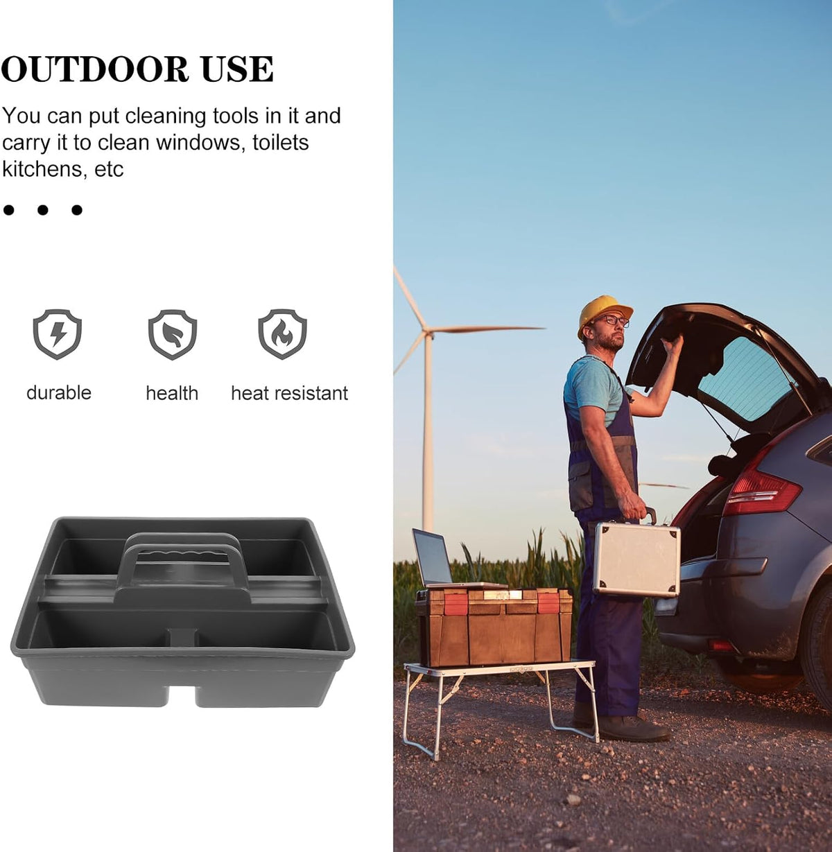  Cabilock Boîte De Rangement Portable En Plastique Gris Avec Poignée Organisateur D’Outils De Nettoyage Multifonction Pour Maison Et Voiture Étui De Transport Résistant Aux Chocs