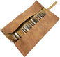 GENERIC Rouleau à Outils En Cuir, Pochette De Rangement Portable, 39 X 24 Cm, Sac De Rangement En Cuir Synthétique Avec 5 Emplacements, Porte-outils De Style Rétro, Style Utilitaire Professionnel Minimal