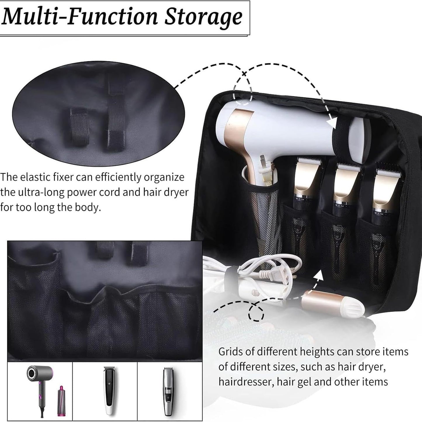  Sac à Outils Pour Cheveux, Pochette De Rangement Pour Coiffeur, Sèche-cheveux, Fer à Friser, Brosses, Peignes, Tondeuses