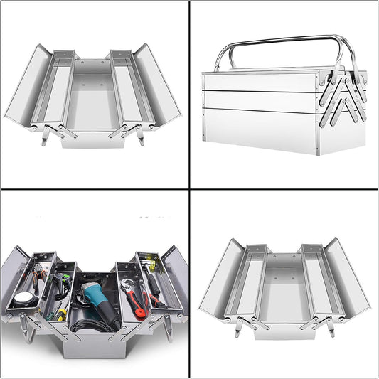  Boîtes À Outils Pliage En Acier Inoxydable Boîte Des Organisateurs Avec Double/Trois Couches Pour Stockage D'outils Efficace Une Portabilité Facile
