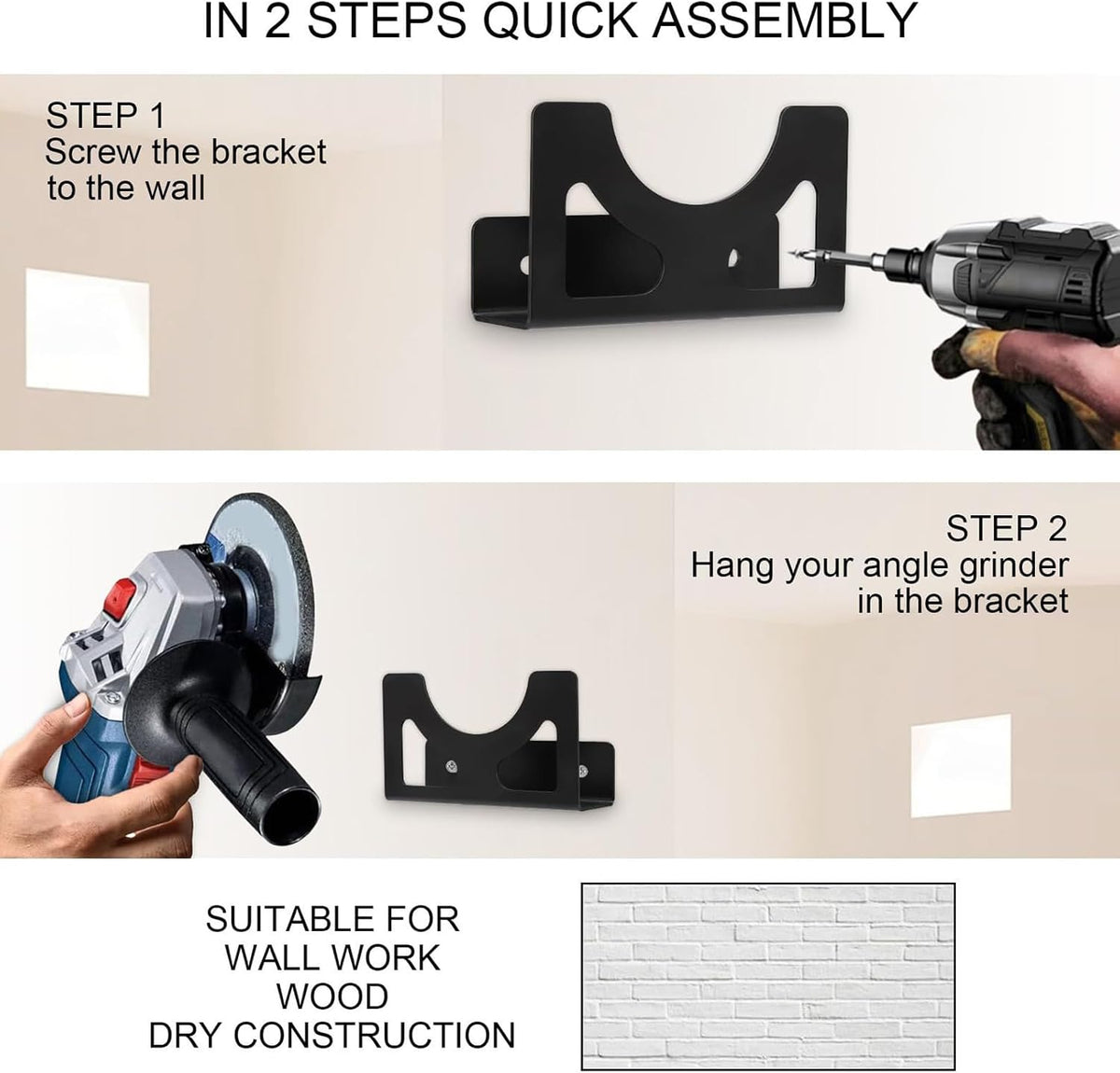  Angle Grinder Holder, Wall Mount Bracket, Tight Fit Storage Rack, Multi Functional Organizer, Heavy-Duty Compact Metal, Ideal For Electric Tools, Wrench, Drills, And Polishing Machine Storage