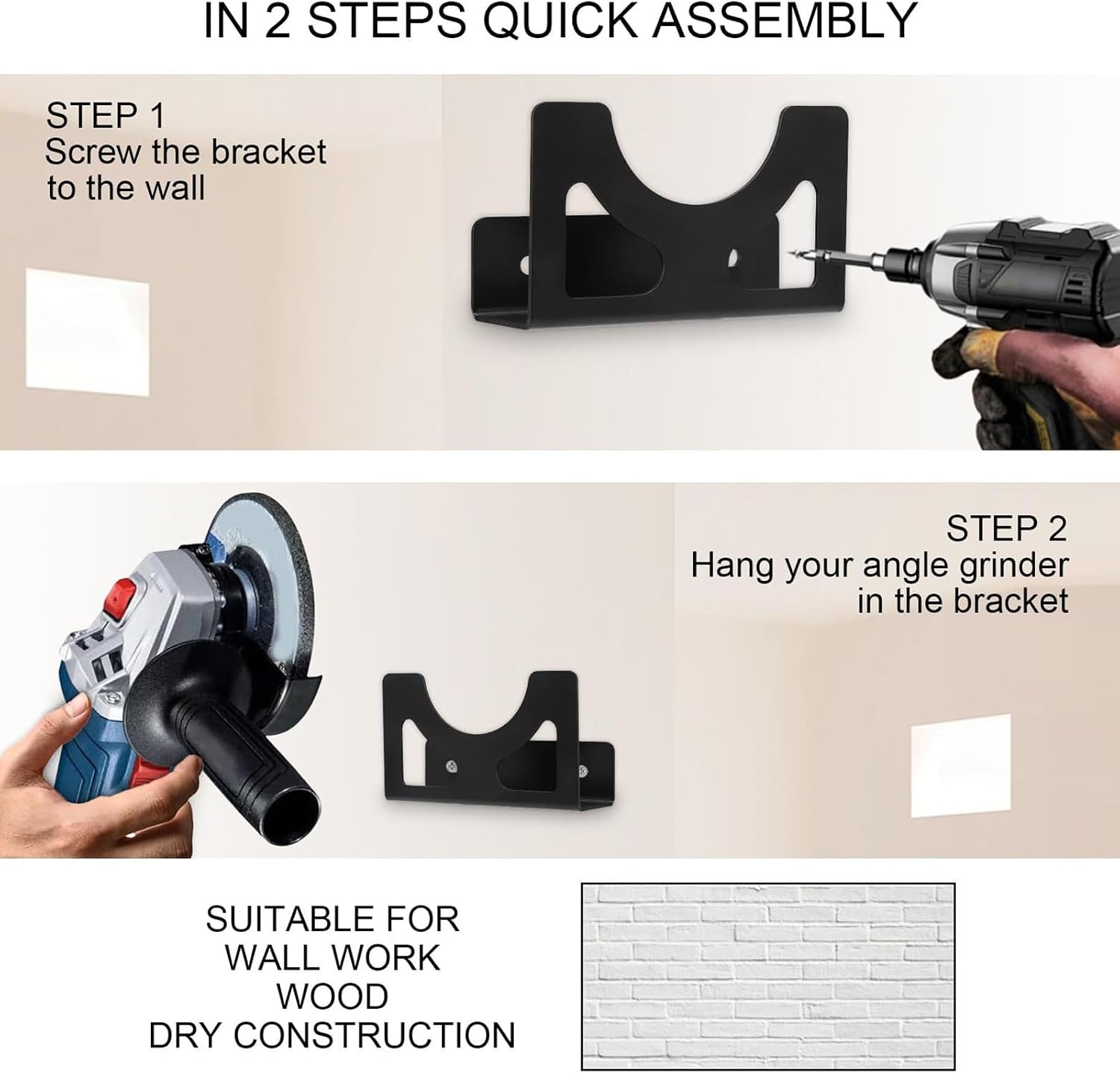  Angle Grinder Holder, Wall Mount Bracket, Tight Fit Storage Rack, Multi Functional Organizer, Heavy-Duty Compact Metal, Ideal For Electric Tools, Wrench, Drills, And Polishing Machine Storage