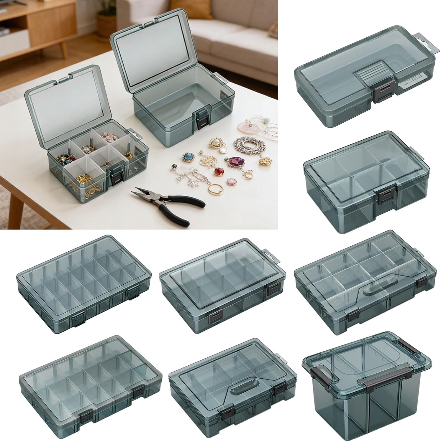 Boîte De Rangement Multi-usage Avec Compartiments Flexibles Pour La Maison, Le Garage Et Le Bureau Boîte De Rangement à Outils Avec Séparateurs