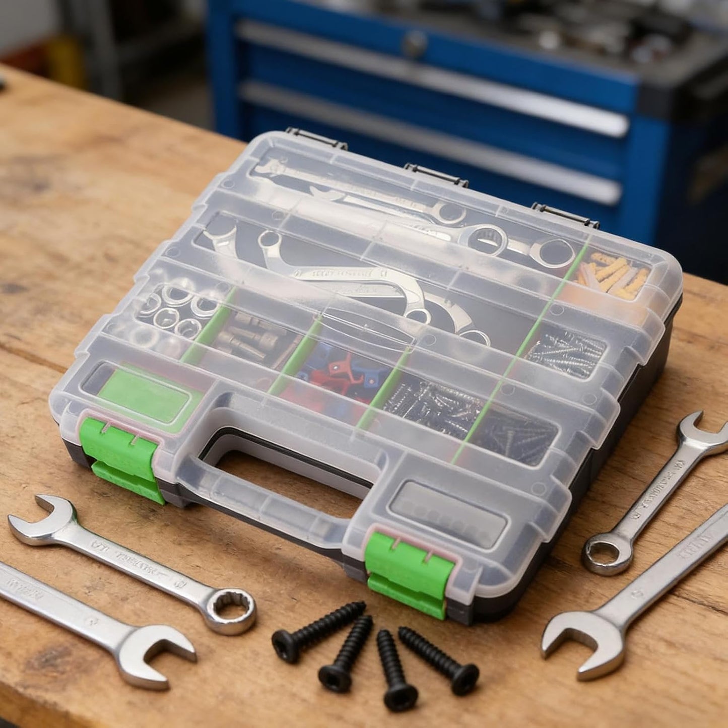  Boîte De Rangement Pour Outils, Double Face 34 Compartiments Transparents, Boîte De Rangement Pour Mandrins Boulons Et écrous - Pour Prise De Quincaillerie, Petites Pièces, Perles électroniques