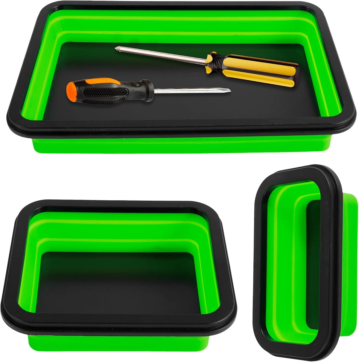  Generic Lot De 3 Plateaux Magnétiques Pliables En Silicone Pour Vis, Boulons, écrous, Rondelles, Broches Et Autres Petites Pièces Métalliques (vert)