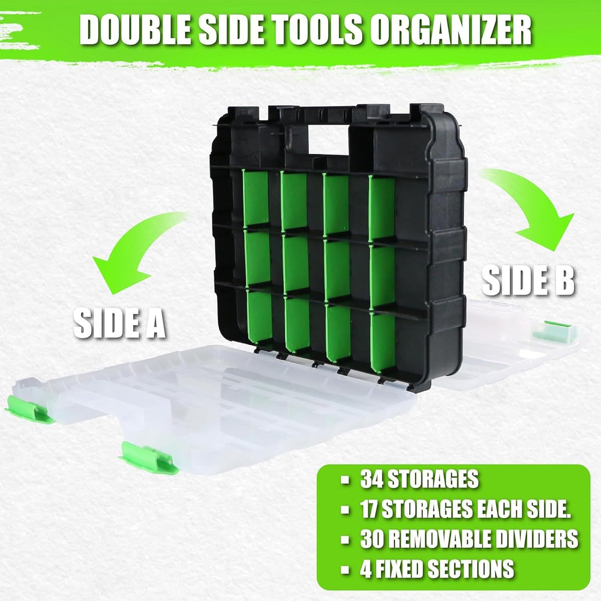  Boîte à Outils à 34 Compartiments - Boîte De Rangement Pour Vis - Pièces Métalliques - Quincaillerie - Tournevis - Boîte De Rangement Pour L'organisation