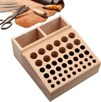 GENERIC Boîte à Outils,Stand à Perforation En Cuir | Boîte De Rangement En Bois Pour Outils En Cuir,Usage Domestique Et Artisanal Pour Les Femmes Et Les Hommes