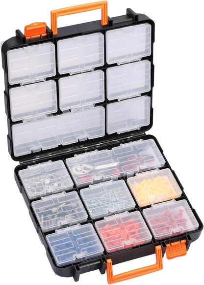 GENERIC Boîte De Rangement Amovible, Organiseur De Petites Pièces, Récipient à Outils Avec Poignée, Vis Et écrous, Empilable, étui De Rangement Pour Outils Avec Accès Facile, Organisateur De Pièces Pour