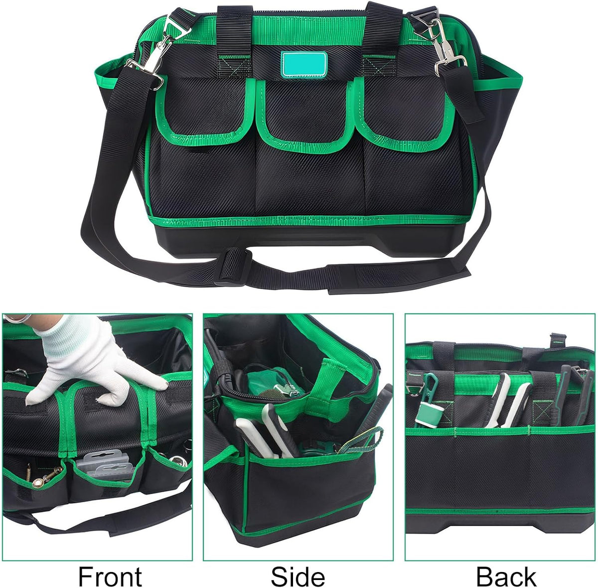  Sac à Outils De 40,6 Cm, 45,7 Cm, Avec Bandoulière Réglable, étanche, Avec 8 Poches Extérieures, Poignée En Caoutchouc