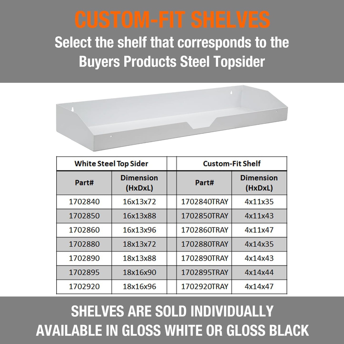  Buyers Products Plateau De Boîte à Outils En Acier Blanc Topsider De 45,7 X 40,6 X 223,5 Cm
