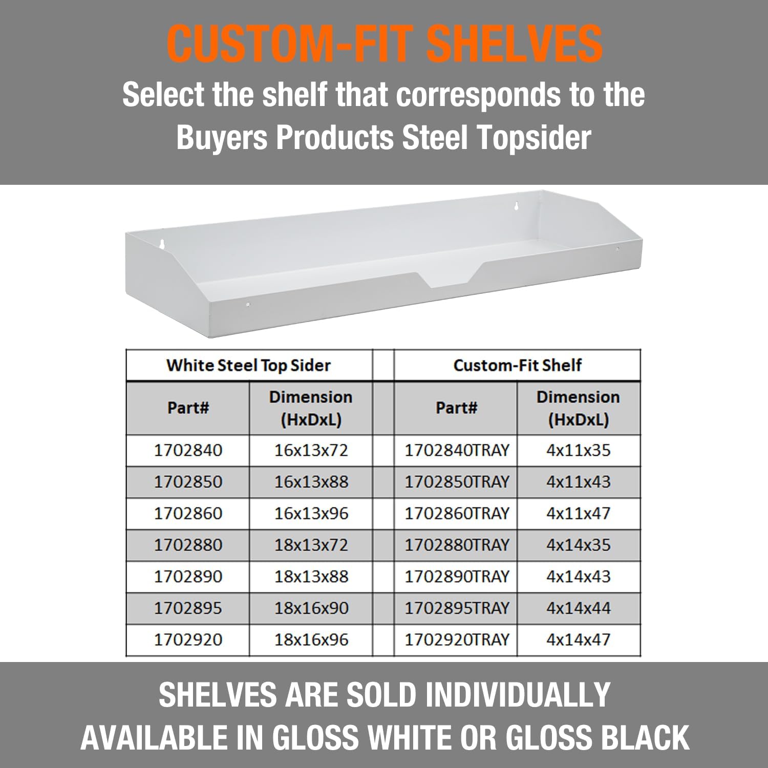  Buyers Products Plateau De Boîte à Outils En Acier Blanc Topsider De 45,7 X 40,6 X 223,5 Cm