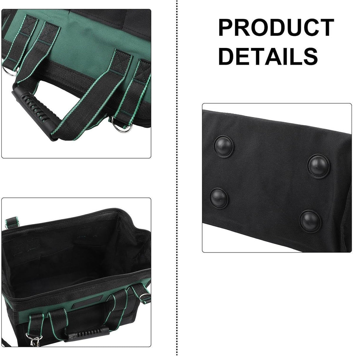  Sac à Outils Robuste Vert De 40,6 Cm Avec Plusieurs Compartiments Et Sangle Rembourrée Pour Un Transport Facile (B)