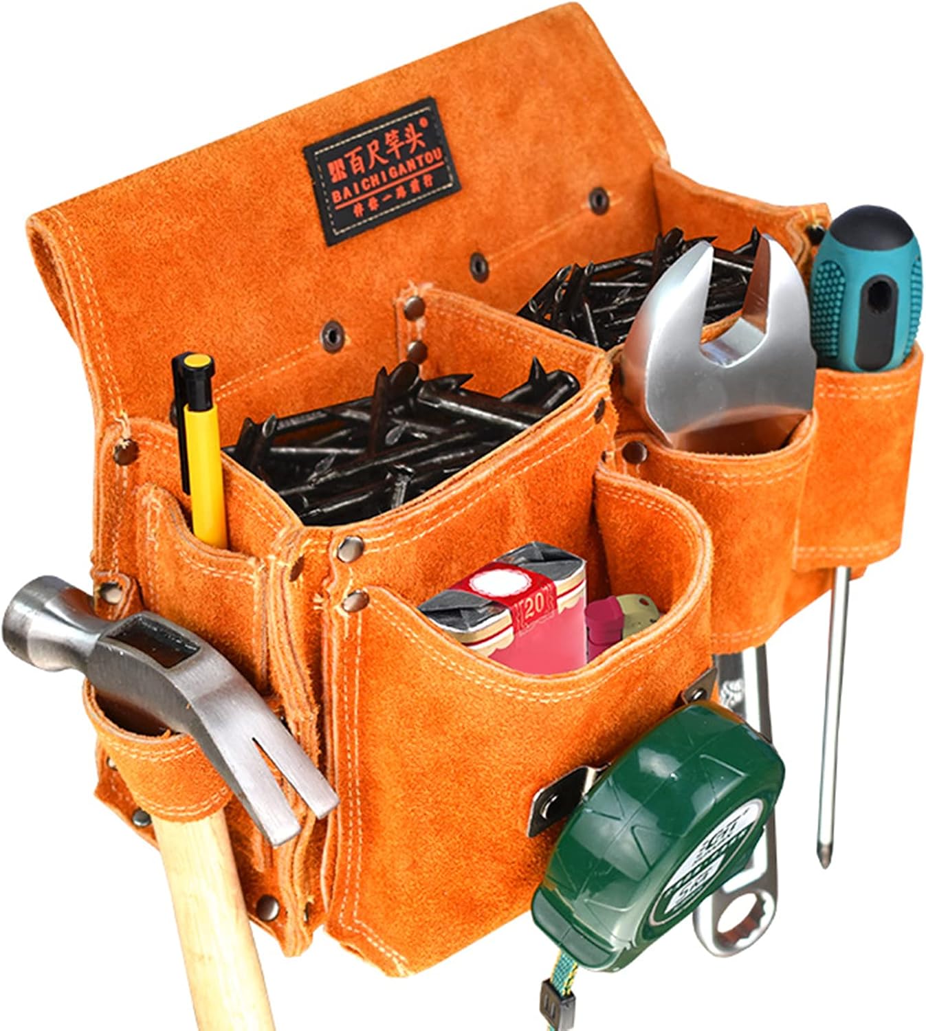  Sac à Outils Multifonction Pour électriciens, Charpentiers, Travailleurs Du Bâtiment, Kit De Rangement Portable, Sac De Rangement Pour Travailleurs Du Bois, Pratique En Cuir De Vache, Sac Banane De