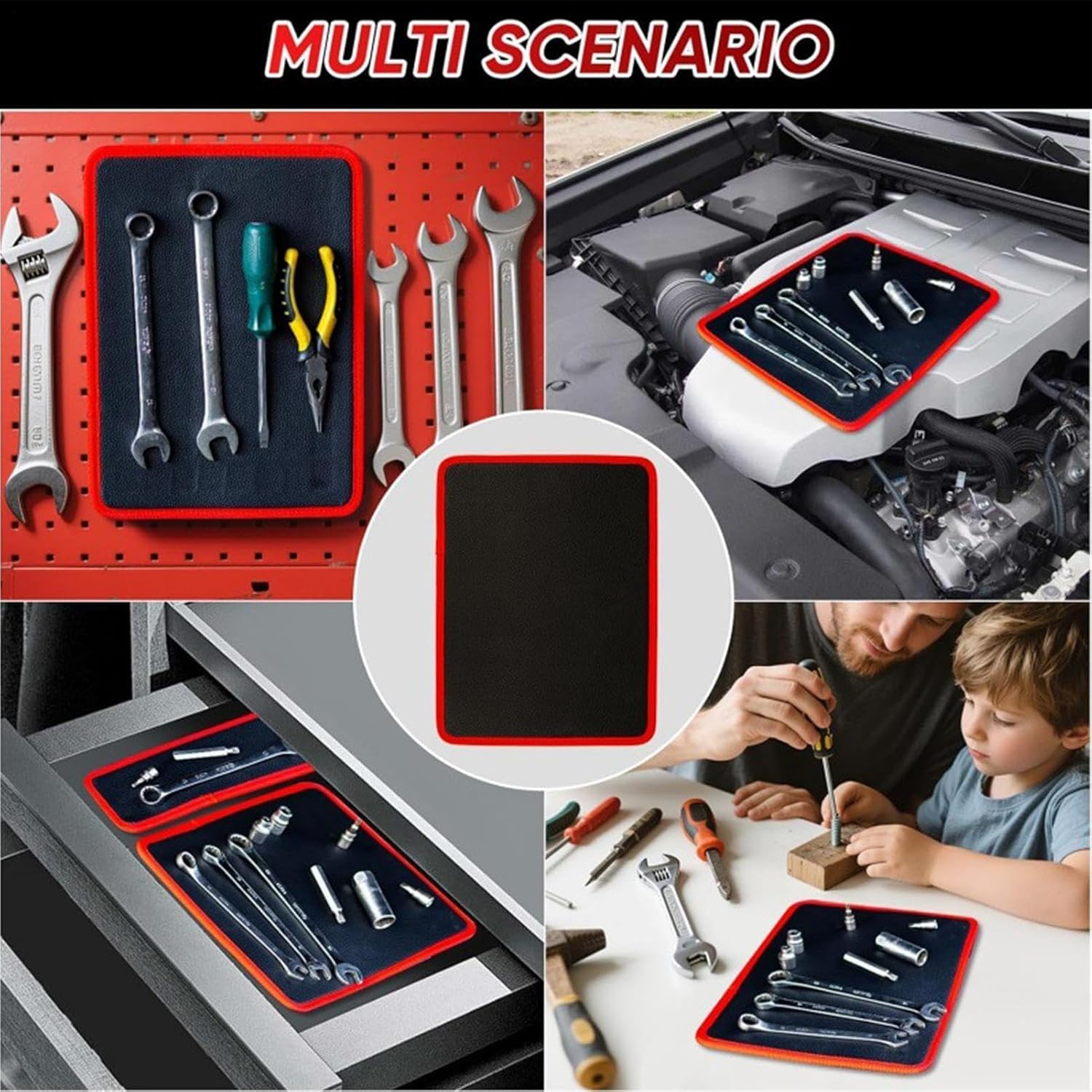  Tapis Magnétique | Organiseur De Pièces Métalliques - Tapis Magnétique Non-Glissant Pour Mécaniciens,Pour Atelier Auto Garage Tournevis Clés Boulons
