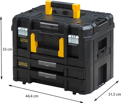  STANLEY FMST1-71981 Kit 2 Mallettes Modulable Tstak/Pro-Stack Gamme FATMAX - 21.5L - Corps En Polypropylène - Larges Attaches Métalliques Anti-Corrosion - Cadenassable