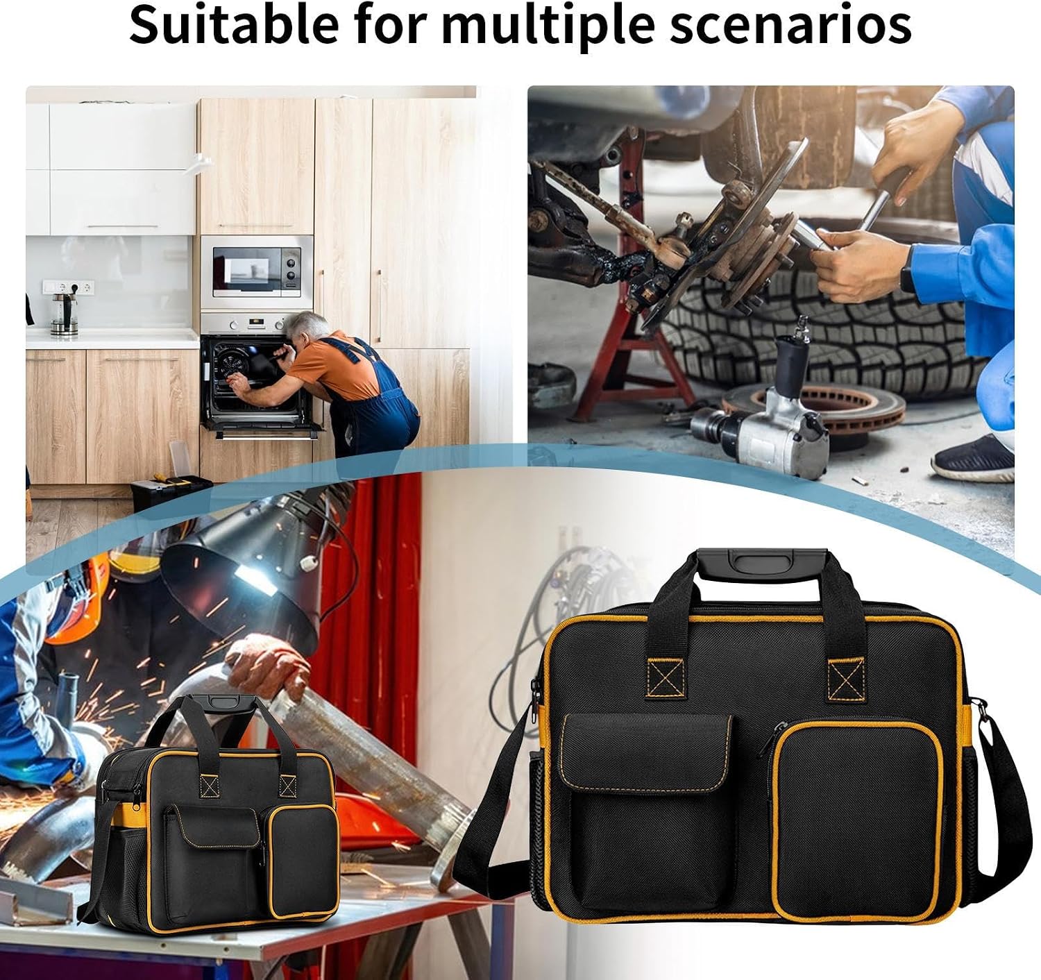  Sac à Outils En Toile Pour électricien, Sac Fourre-tout Robuste De Grande Capacité, Organiseur Portable épais, Bandoulière, Design Résistant à L'eau Pour Homme, Construction, Entretien, Chantier