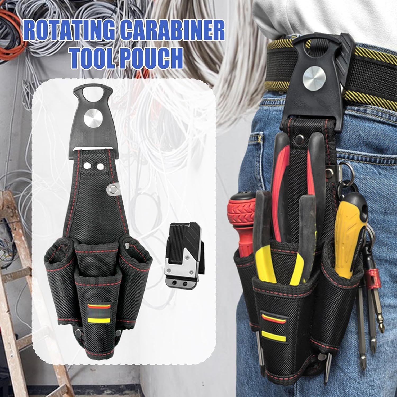 GENERIC Sac à Outils Conçu Pour électricien | Sachet Organisateur De Grande Capacité,Sac De Taille D'électricien - Pour Entrepreneurs, Mécaniciens, Plombiers, Bricoleurs, Couvreurs, Charpentiers