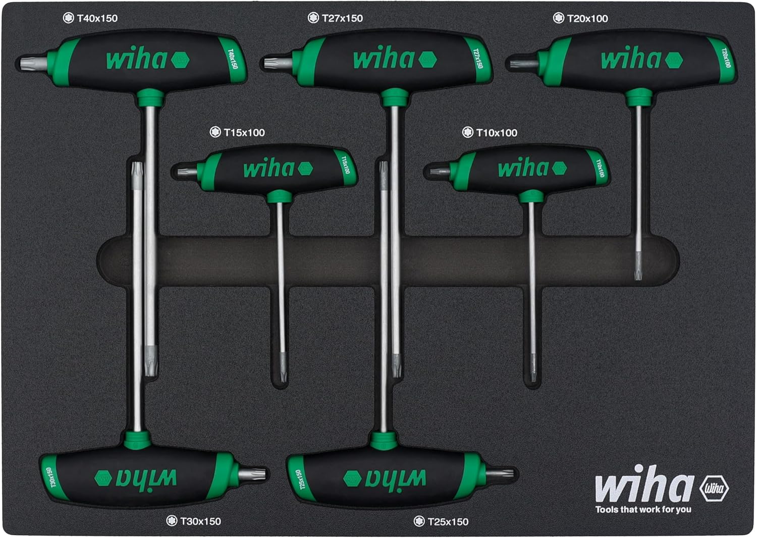  Wiha 36489 Lot De 7 Plateaux SoftGrip Dual Drive Torx Avec Poignée En T