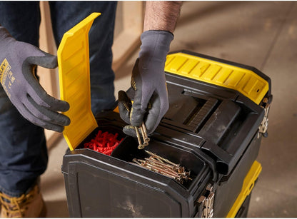  Stanley 1-70-326 Servante Compacte 3 En 1 - Boite À Outils Détachable - 2 Organiseurs Sur Le Couvercle - Bac Pour Électroportatif - Polypropylène Résistant - Poignée Télescopique - 630 X 475 X 284Mm Noir