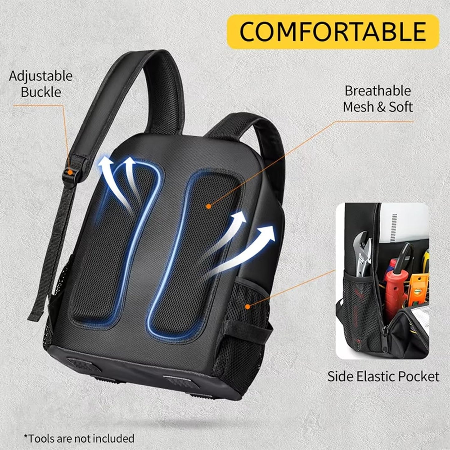  Sac à Dos D'électricien Professionnel Avec Oxford Résistant à L'eau Et Bretelles Confortables Pour Un Transport Facile D'outils Sac à Dos De Rangement