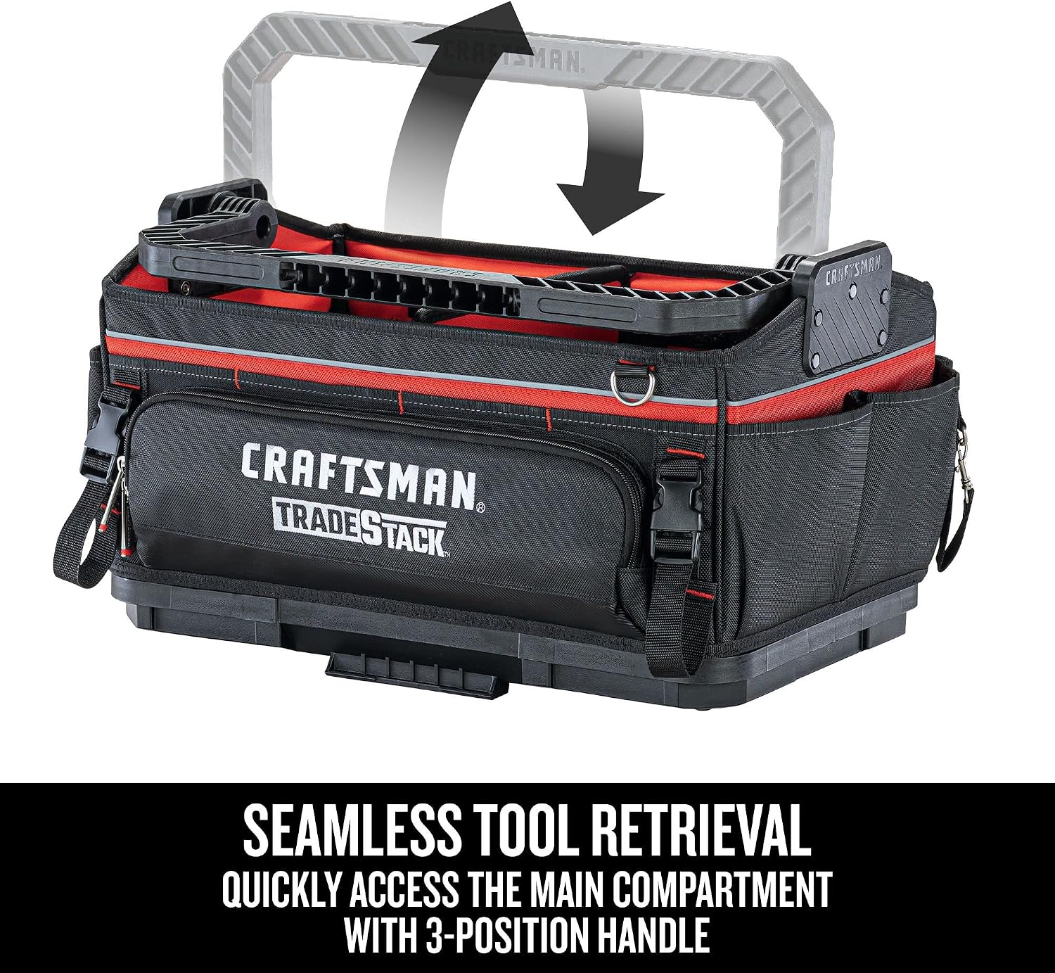  CRAFTSMAN Trade STACK CMST21451 Sac à Outils Avec Fermeture éclair, 56,8 Cm, Polyester, Noir/rouge