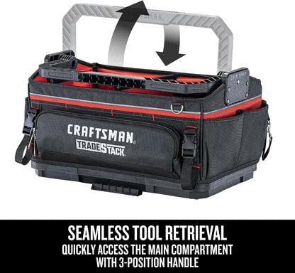  CRAFTSMAN Trade STACK CMST21451 Sac à Outils Avec Fermeture éclair, 56,8 Cm, Polyester, Noir/rouge