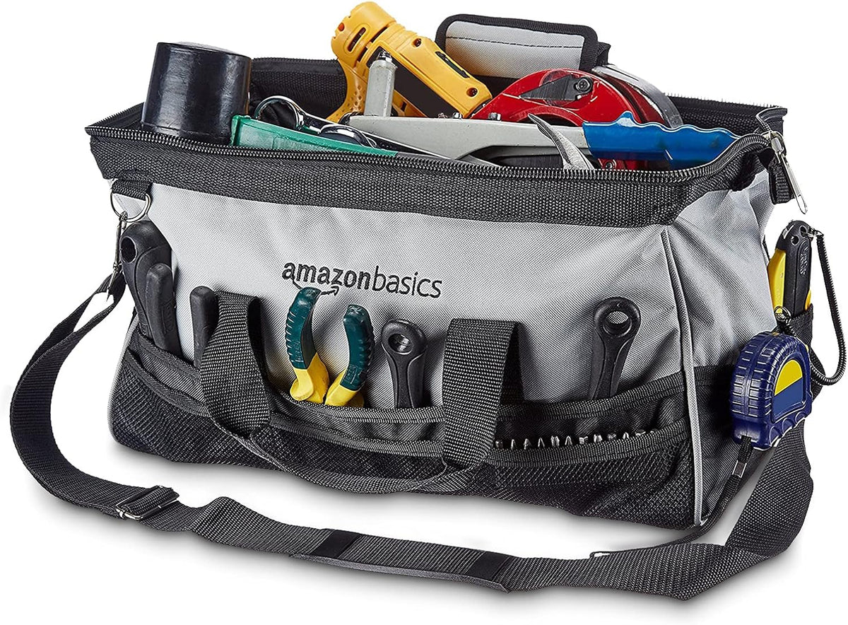  Amazon Basics Sac à Outils, 40.6 Cm, Gris,noir