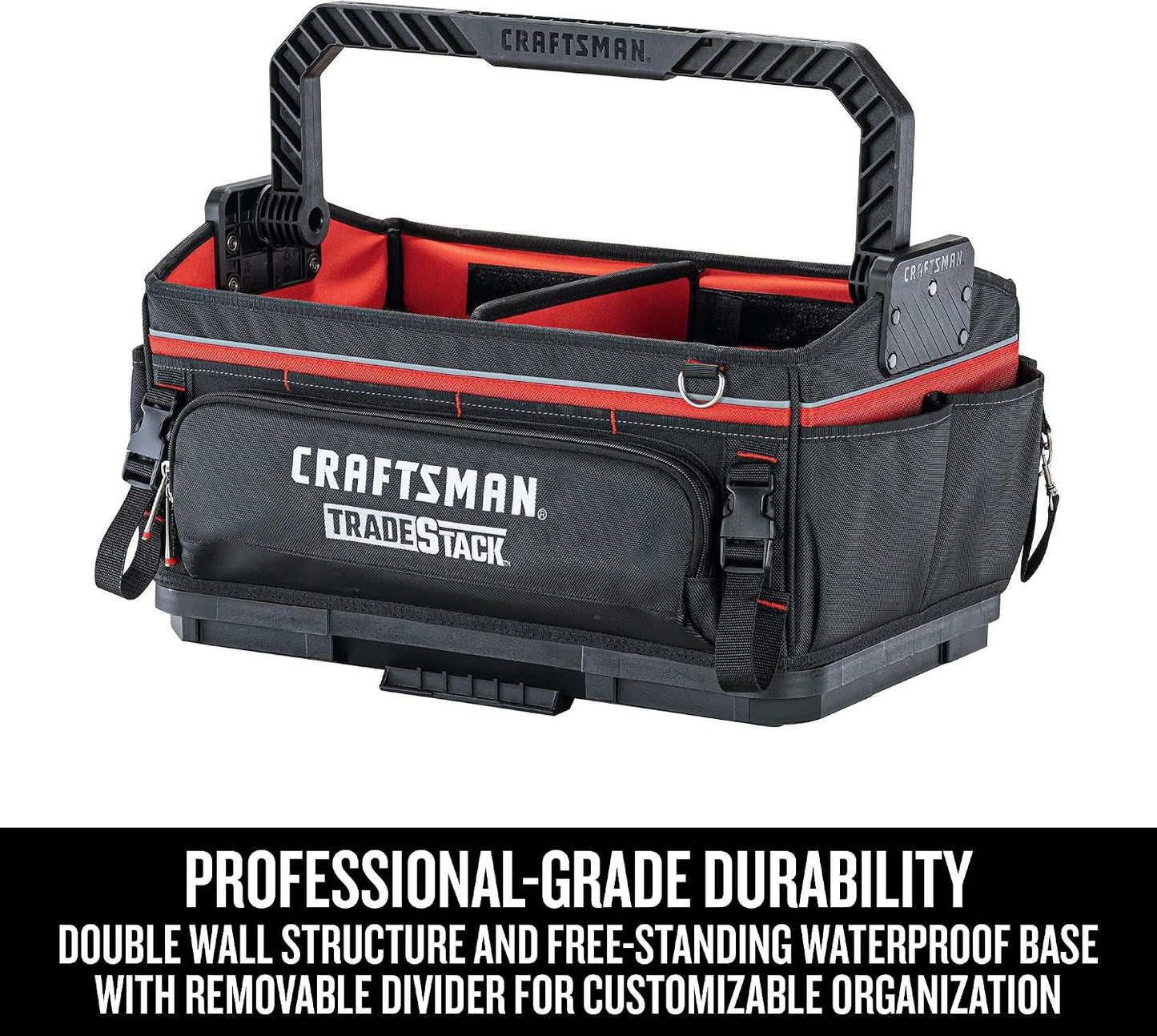  CRAFTSMAN Trade STACK CMST21451 Sac à Outils Avec Fermeture éclair, 56,8 Cm, Polyester, Noir/rouge