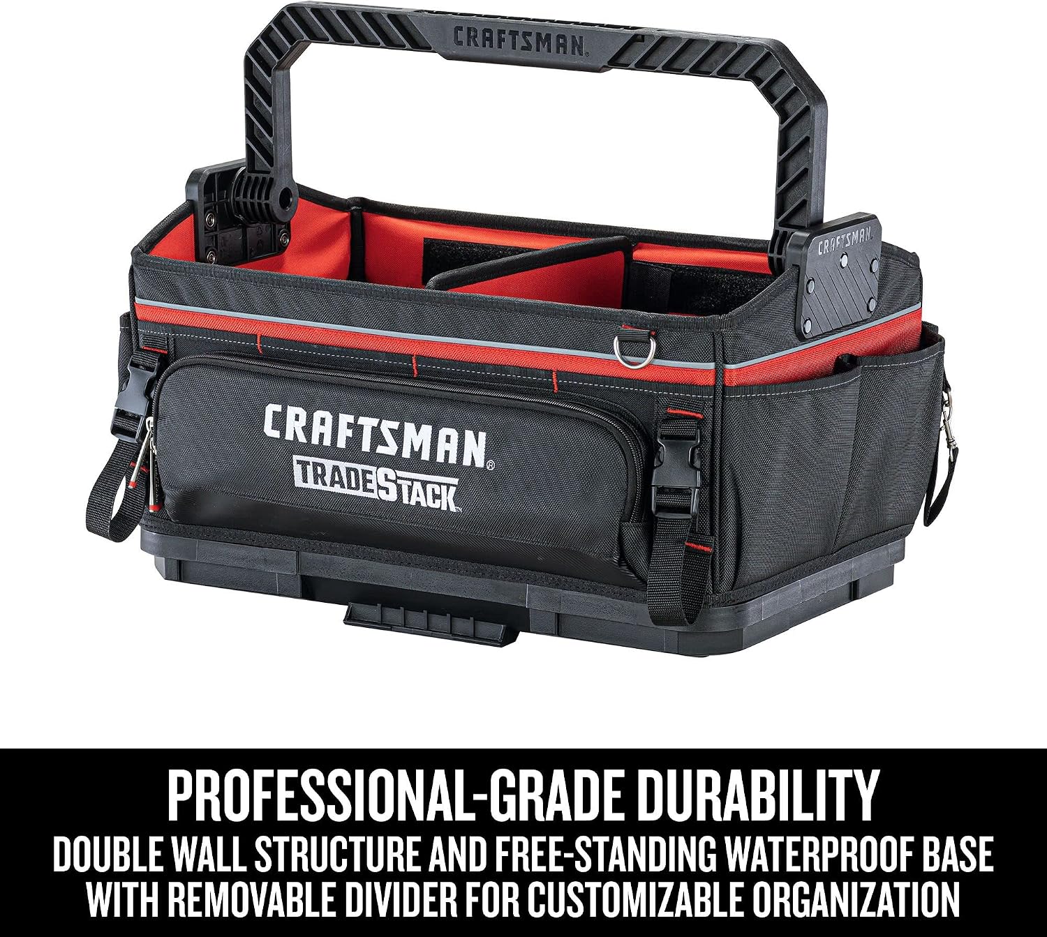  CRAFTSMAN Trade STACK CMST21451 Sac à Outils Avec Fermeture éclair, 56,8 Cm, Polyester, Noir/rouge