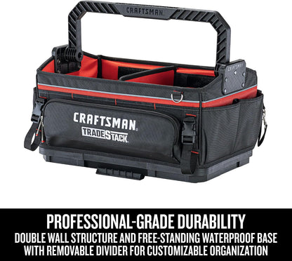  CRAFTSMAN Trade STACK CMST21451 Sac à Outils Avec Fermeture éclair, 56,8 Cm, Polyester, Noir/rouge