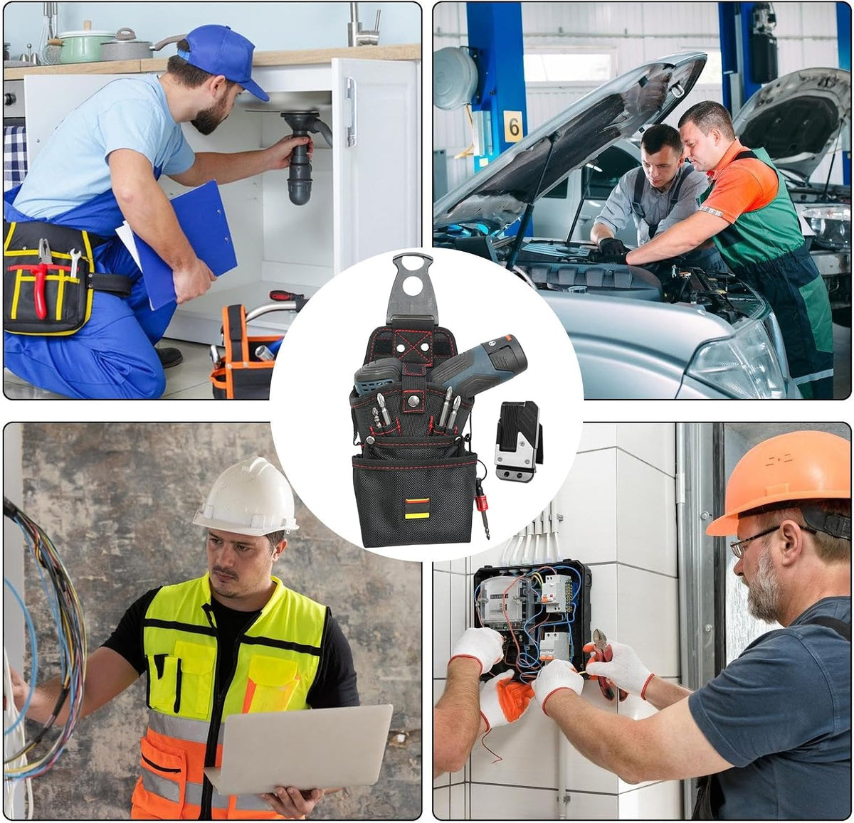  Sac à Outils De Ceinture | Sac Porte-Outils Ceinture Aimanté | Organisateur Résistant Aux Rayures Pour Électricien Sur Chantier BTP Et Atelier