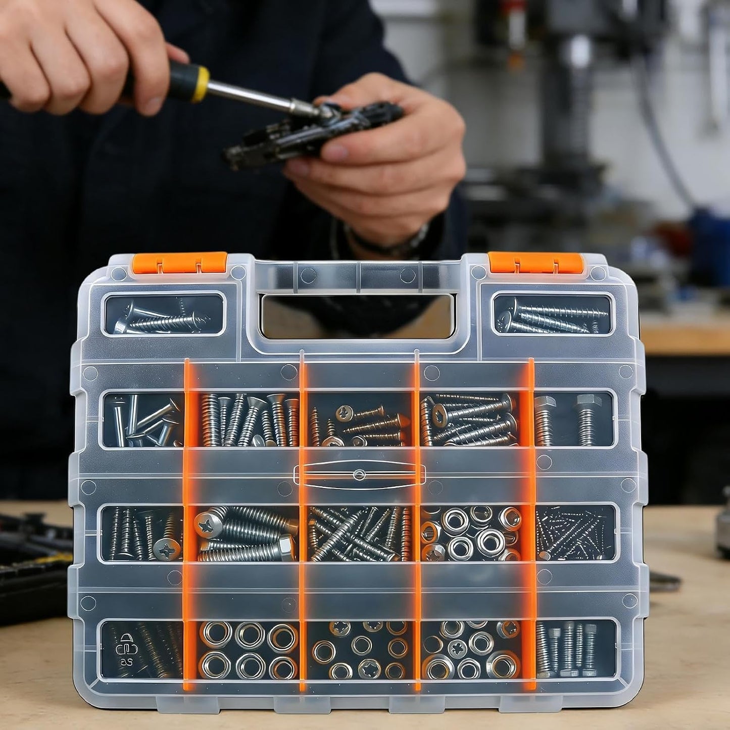 GENERIC Organisateur De Vis - Boîte Avec 34 Compartiments,Organisation D'Outils Pour Petites Pièces,pour Écrous Clous Perles Boulons Composants Électroniques Garage Et Atelier