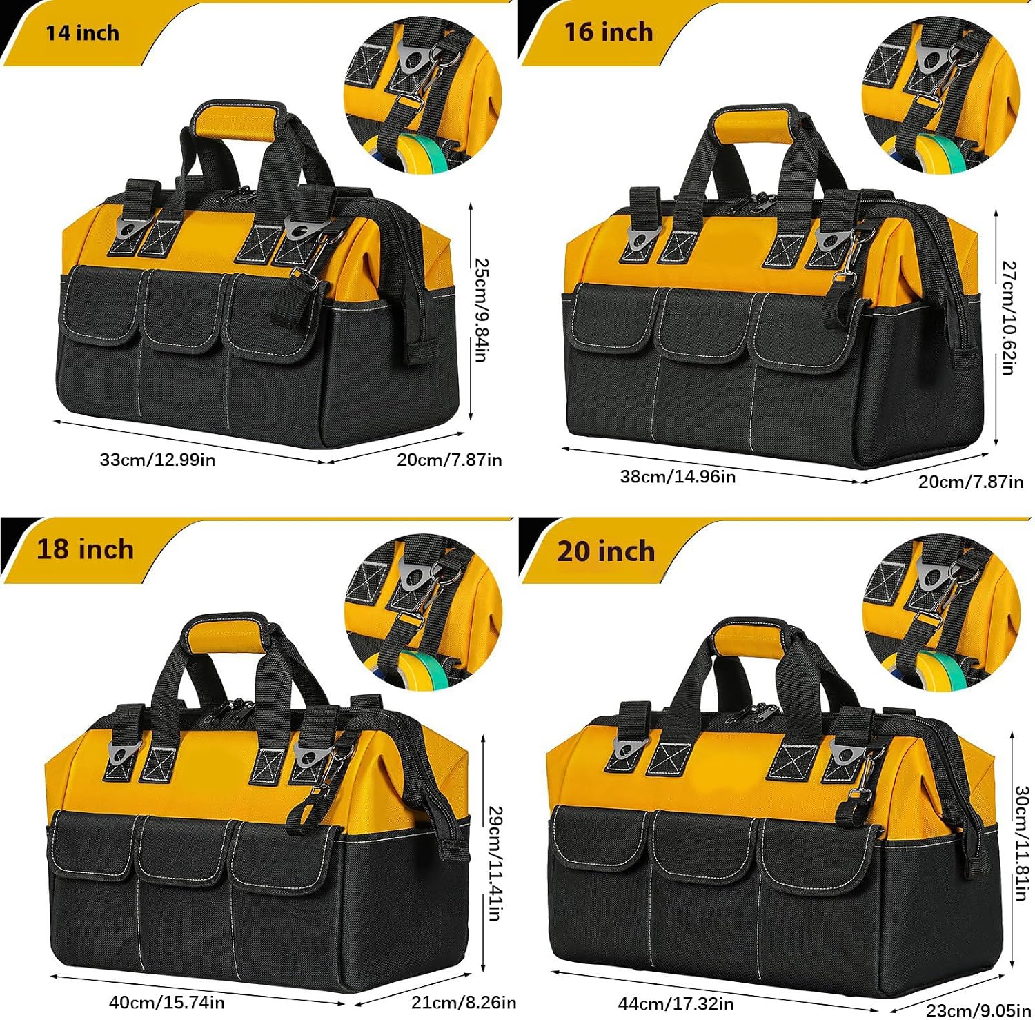  Sac à Outils Portable Pour Homme - Large Ouverture - Rangement Oxford - Sac à Main Pour Tournevis - Étanche