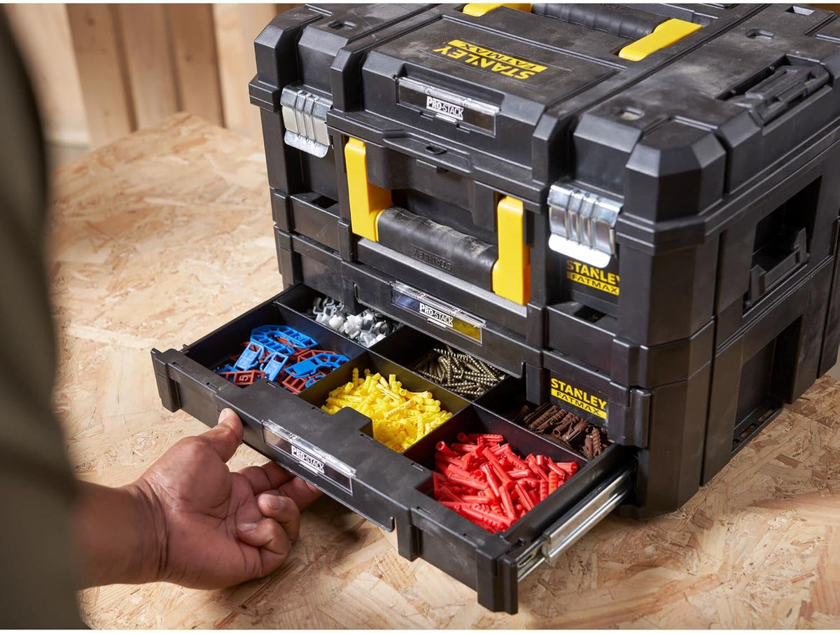  STANLEY FMST1-71981 Kit 2 Mallettes Modulable Tstak/Pro-Stack Gamme FATMAX - 21.5L - Corps En Polypropylène - Larges Attaches Métalliques Anti-Corrosion - Cadenassable