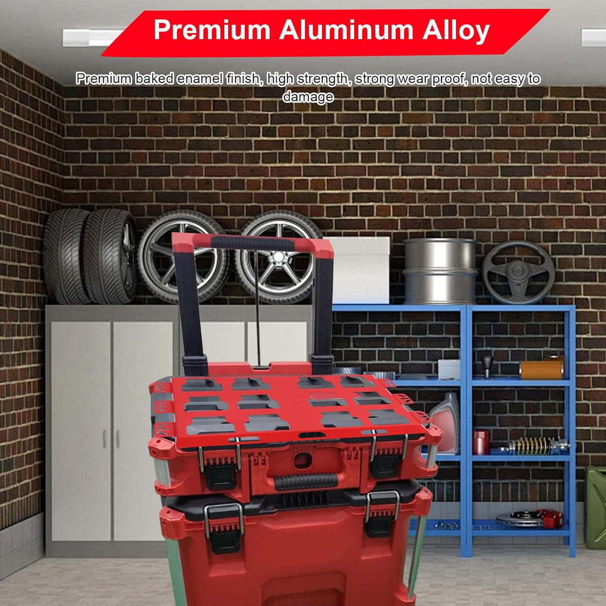  Brrnoo Plaque De Montage En Alliage D'aluminium Compatible Avec La Boîte à Outils Packout, Support Mural Ou Au Sol Pour Système De Stockage Et D'organisation Des Outils, 13,4 X 21,9 (rouge)