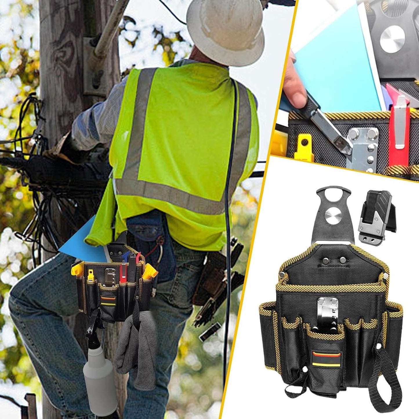  XIAOXIAOYU Sac à Outils Pour électricien - Organiseur De Travail - Capacité - Porte-ceinture Léger Pour Couvreurs Et Coiffeurs