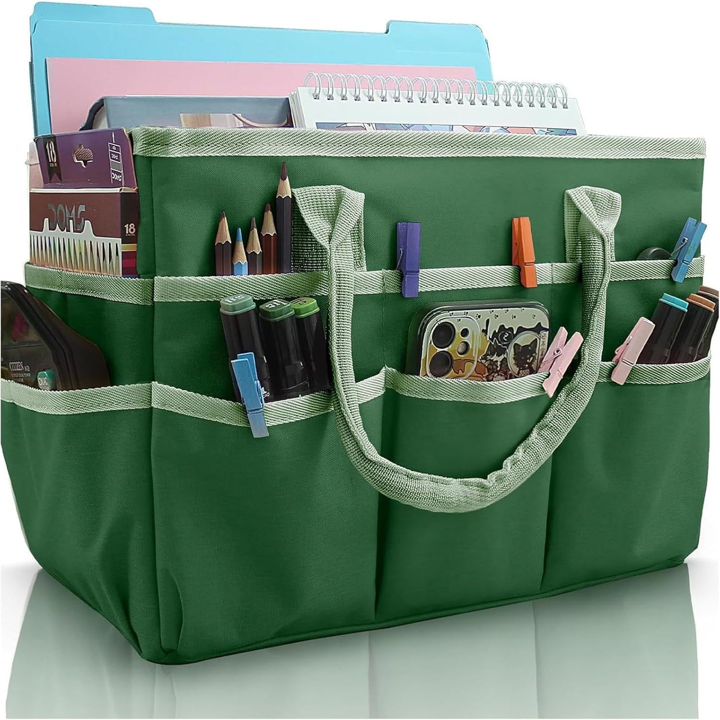  Sac à Outils Pliable En Tissu Polyester Et Poignées De Transport Renforcées, Sac à Outils Artistiques à Compartiments Multiples
