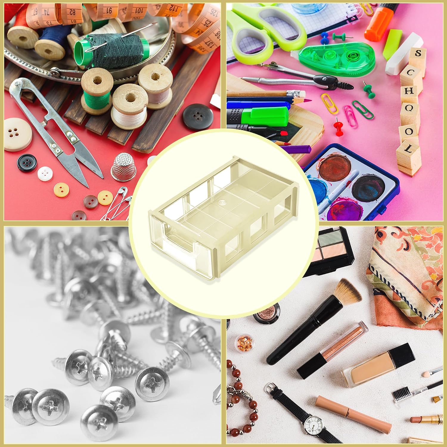  Trimming Shop Lot De 2 Boîtes De Rangement Empilables Réglables En Plastique Pour Pièces Mini/grandes Et Transparentes Et Tiroir De Rangement, Rangement Pour écouteurs, Fils électriques, Outils,