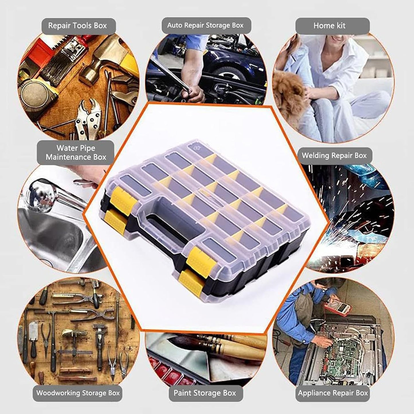 GENERIC Organiseur De Vis – Boîte De Rangement à 34 Compartiments Pour Clous, Vis, Boulons, Petites Pièces Pour Noix, Perles, Bijoux, Articles De Pêche, Garage, Bureau, Maison, Atelier, électriciens