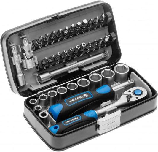  HÖGERT HT1R478 Mallette à Outils Remplie Avec 18 Prises Et Accessoires
