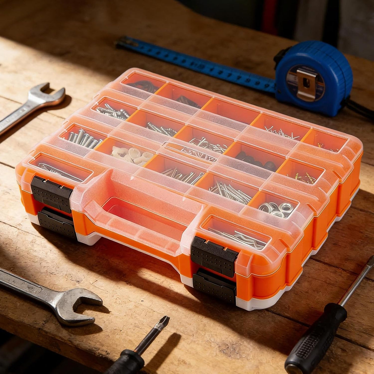 GENERIC Boîte à Outils, étui De Rangement à 34 Compartiments, étui De Rangement Pour Boulons, écrous Et Forets Avec Couvercle, Organiseur Robuste Avec Couvercle Transparent, Matériel Et Petites Pièces De