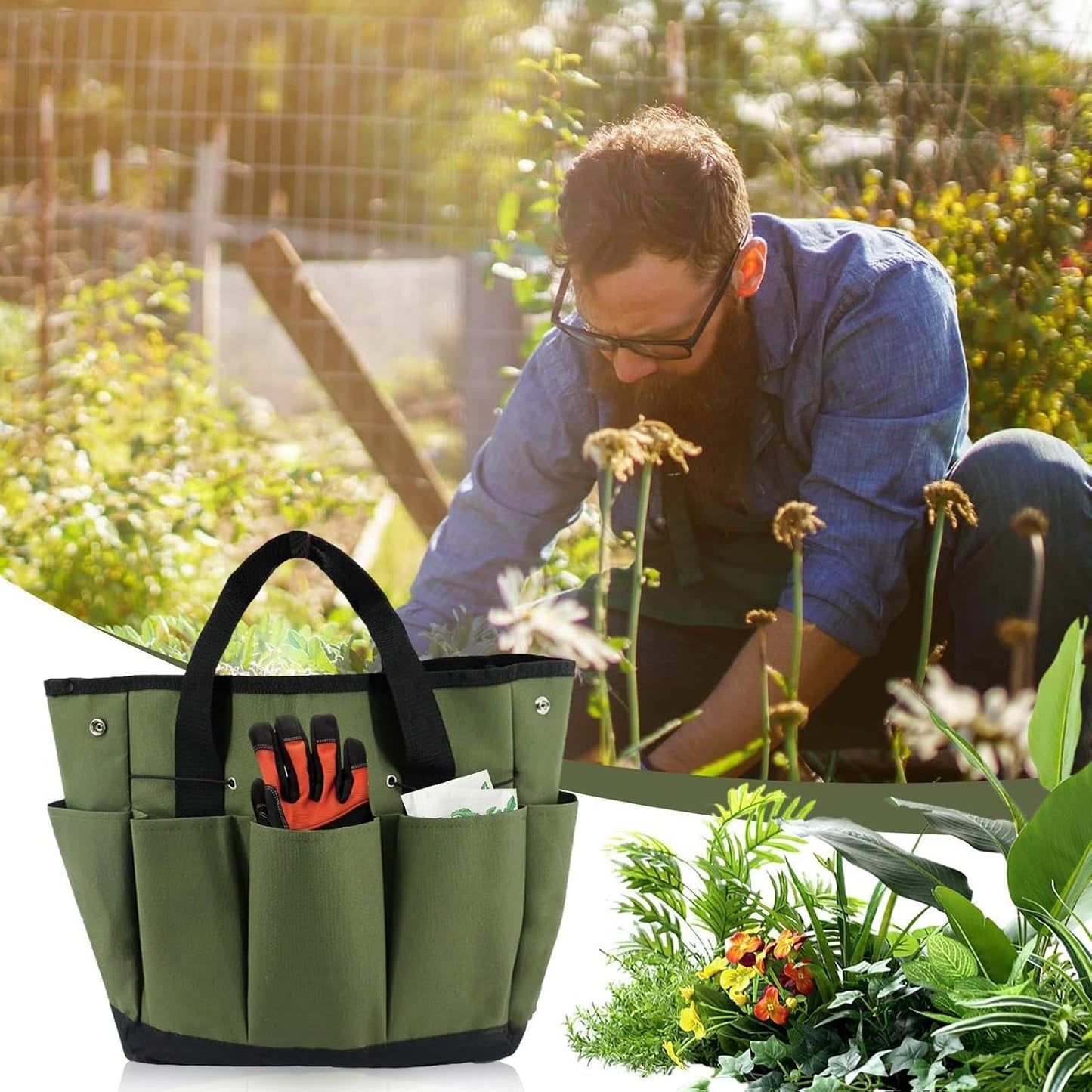  Sac De Rangement Pour Outils De Jardin | Sac De Rangement Robuste Pour Outils De Jardin Avec Poches - De D'outils De Oxford Robuste, Sac à De à Genoux, Organisateur