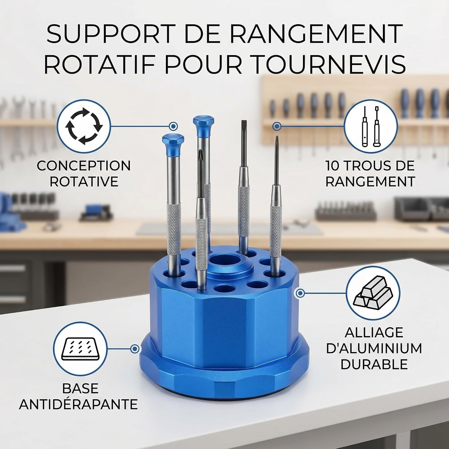  Support De Rangement En Alliage D'aluminium Pour Tournevis, Pince à épiler, Micros à Puce Pour Organiser Vos Outils