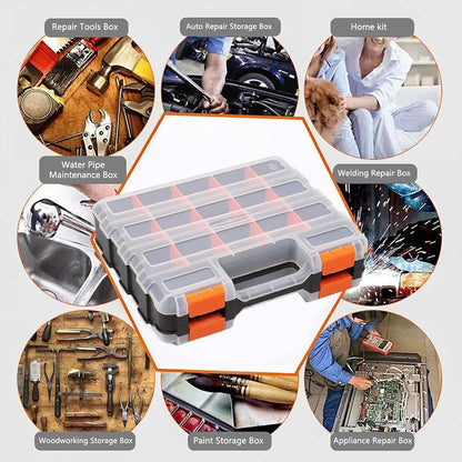 GENERIC Petite Boîte à Outils, Double Face, 34 Compartiments, Rangement Compact Pour Appareils électroniques, Organiseur Avec Couvercle Transparent, Accessoire D'atelier Avec Plusieurs Sections, Utilisation