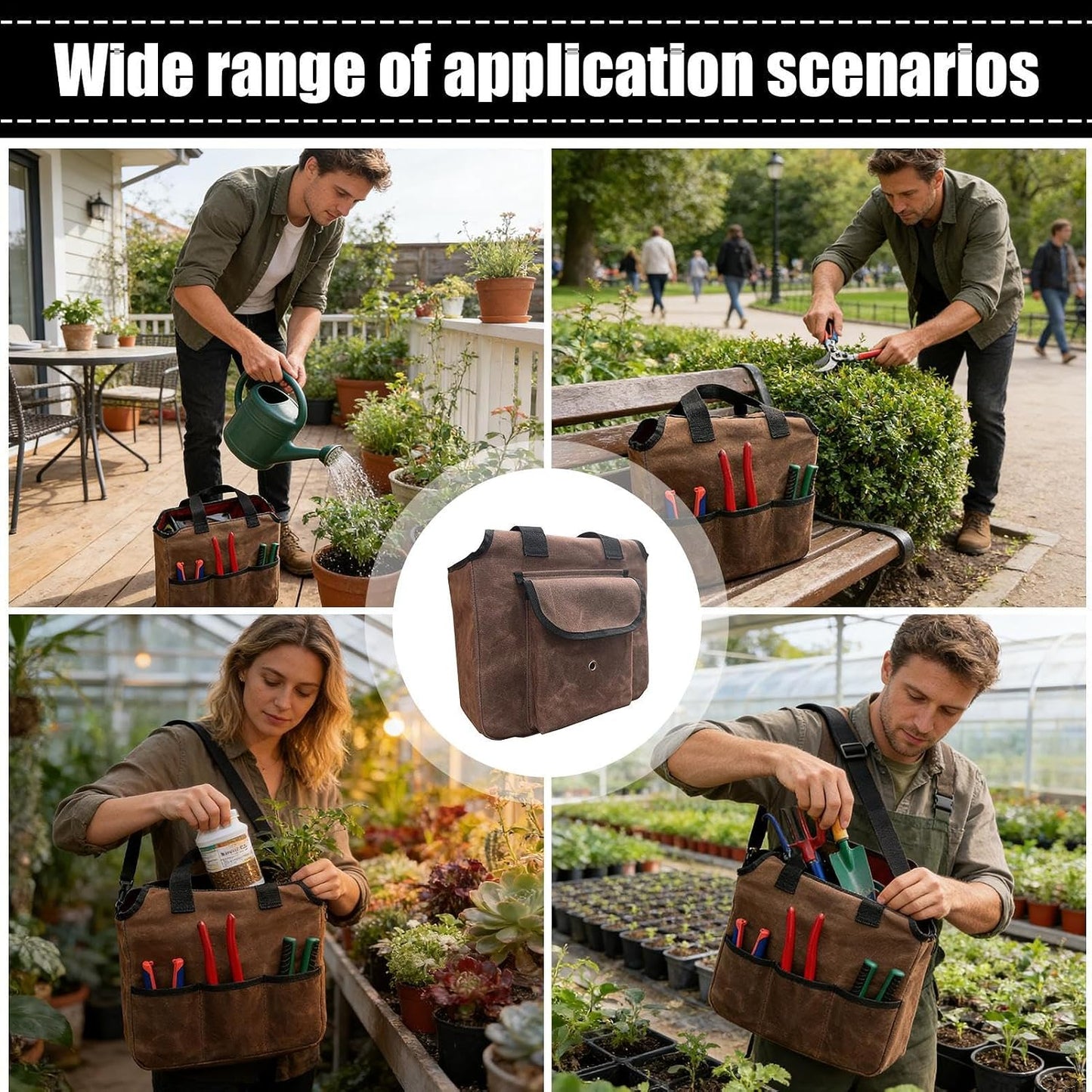  Sac De Jardin, Sac De Transport Avec Poignée Renforcée Et Plusieurs Poches, Organisateur D'outils De Jardin, Pour Débutants, Amateurs, Paysagistes, Hommes Et Femmes, Jardinage En Plein Air
