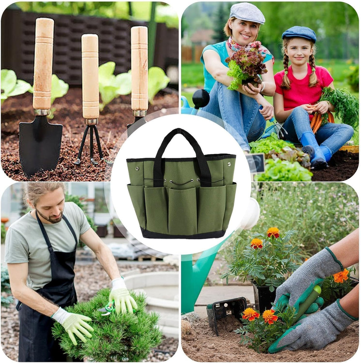  Sac De Rangement Pour Outils De Jardin | Sac De Rangement Robuste Pour Outils De Jardin Avec Poches - De D'outils De Oxford Robuste, Sac à De à Genoux, Organisateur