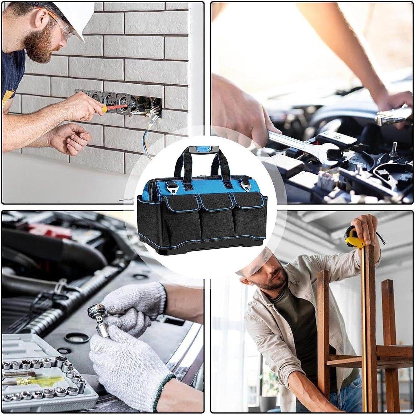 GENERIC Sac à Outils Organisateur | Oxford Résistant Imperméable Multi-poches | Sac À Outils Mécanicien Portable,pour Travaux De Construction Maison Garage Atelier Papa électricien Mécanicien