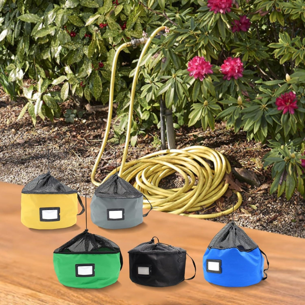  Sac De Rangement étanche Oxford 600D Pour Camping-car, Avec Porte-cartes, Design En Maille Respirante Pour L'organisation Des Câbles D'égout, Outils De Jardin En Plein Air, Jaune (bleu)