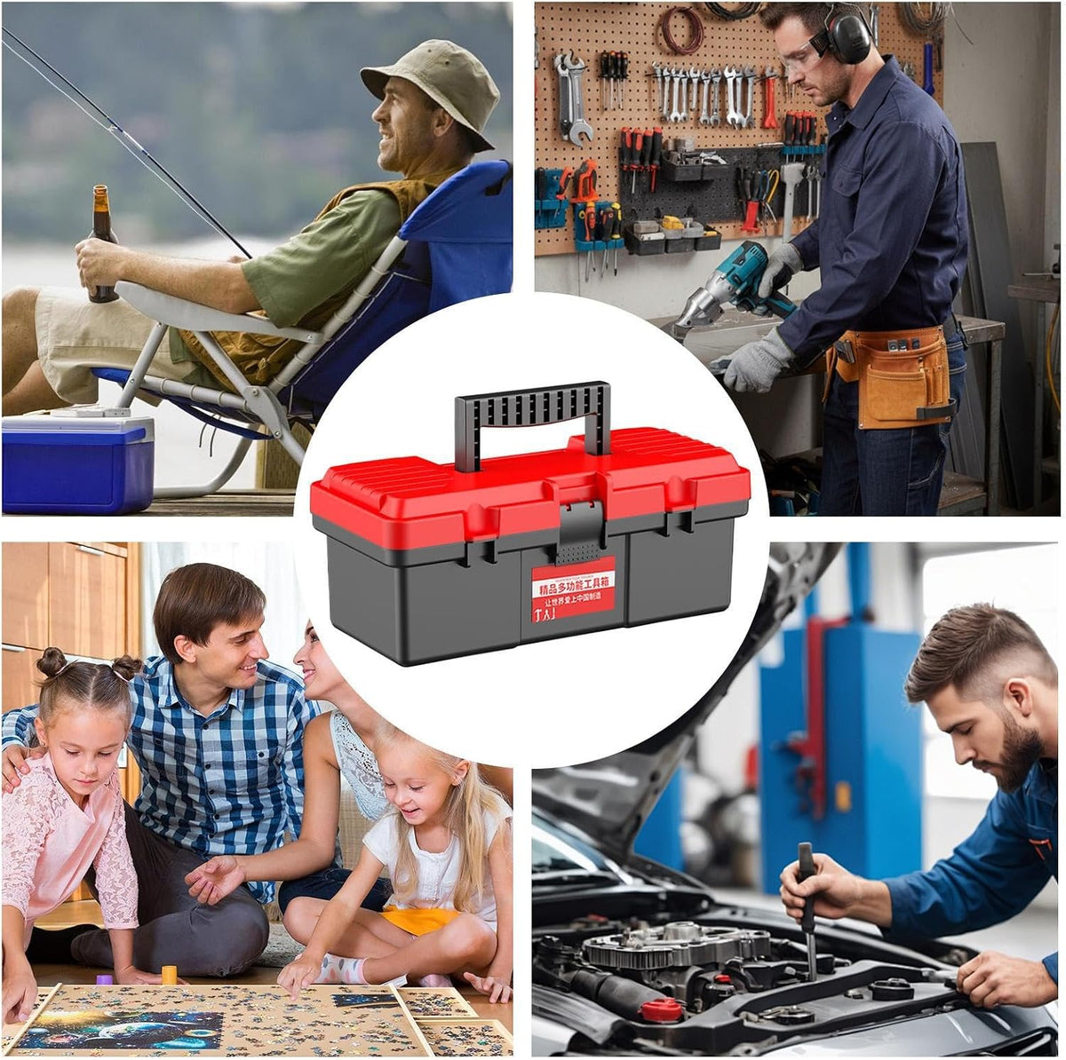  Boîte à Outils Manuelle - Organisateur Robuste Avec Poignée | Rangement D'Outils Pour Entretien Et Bricolage Domestique,Pour Voiture Maison Atelier Garage Voyage Déplacement
